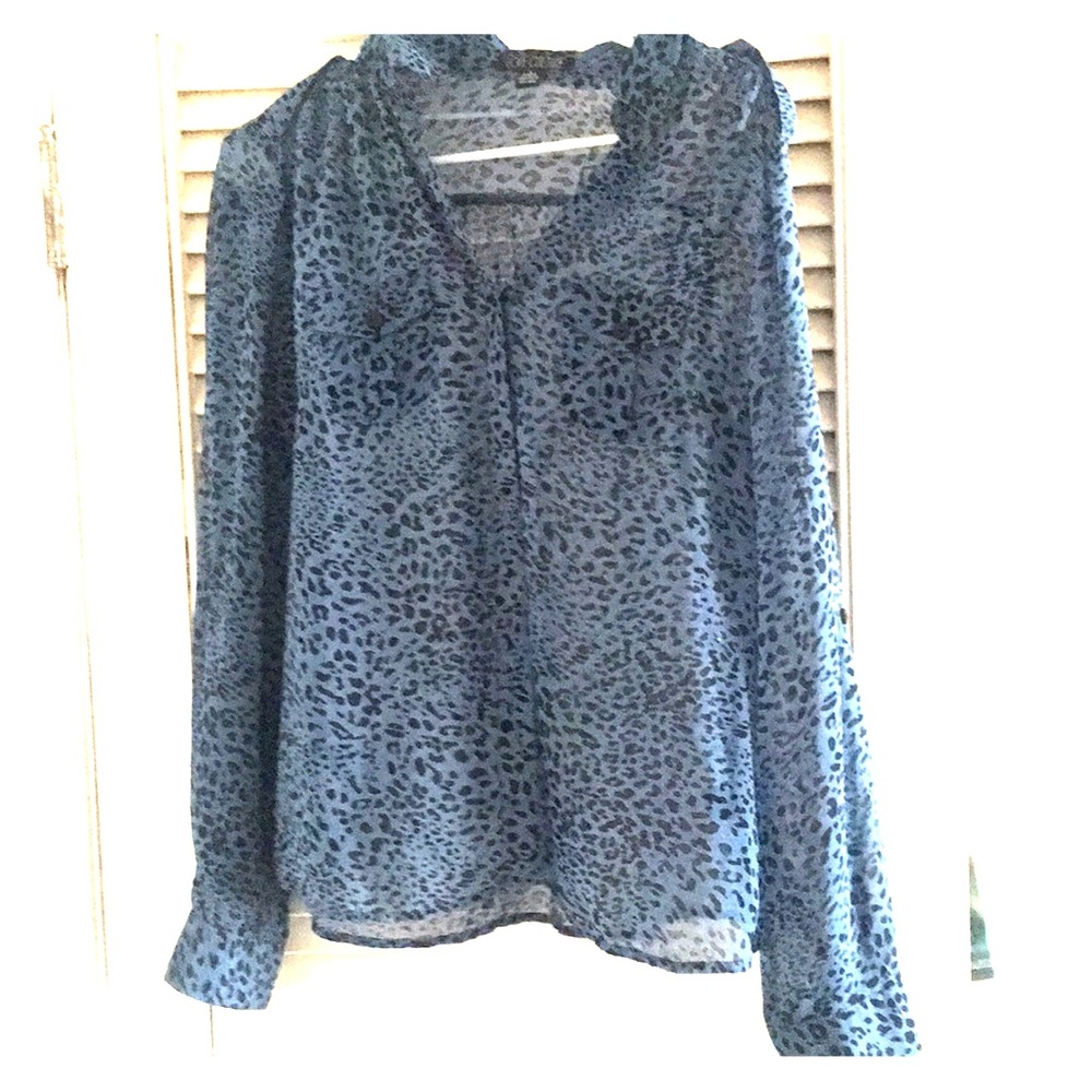 Sheer blue cheetah print blouse